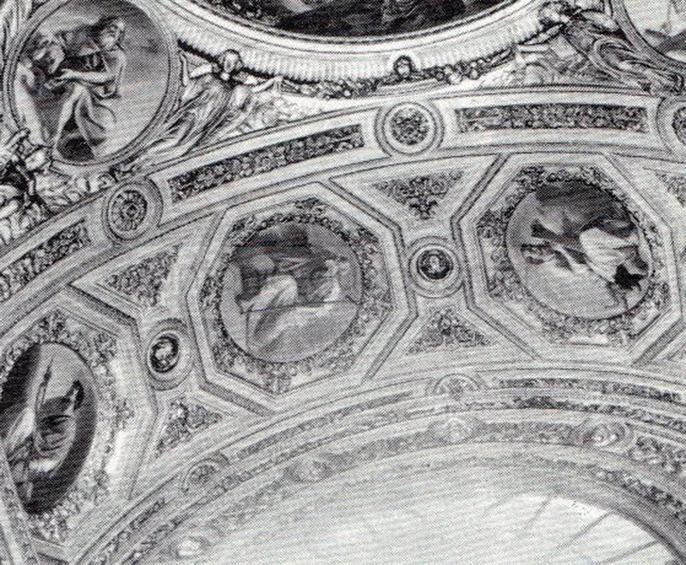 Bergamo - chiesa di S. Alessandro a Milano, fotografia d'epoca del dipinto rovinato dall'incendio